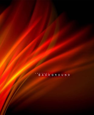 Neon parlayan dalga, sihirli enerji ve ışık arka plan. Vektör duvar kağıdı şablonu