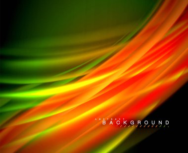 Neon parlayan dalga, sihirli enerji ve ışık arka plan. Vektör duvar kağıdı şablonu