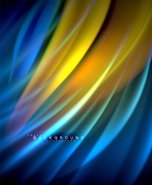 Neon parlayan dalga, sihirli enerji ve ışık arka plan. Vektör duvar kağıdı şablonu