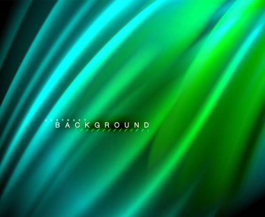 Neon parlayan dalga, sihirli enerji ve ışık arka plan. Vektör duvar kağıdı şablonu