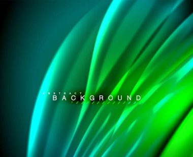 Neon parlayan dalga, sihirli enerji ve ışık arka plan. Vektör duvar kağıdı şablonu