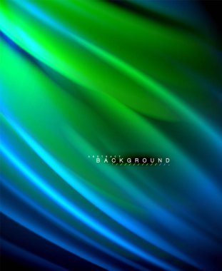 Neon parlayan dalga, sihirli enerji ve ışık arka plan. Vektör duvar kağıdı şablonu