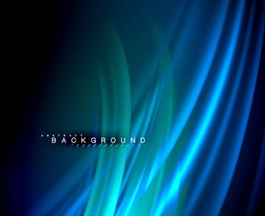 Neon parlayan dalga, sihirli enerji ve ışık arka plan. Vektör duvar kağıdı şablonu