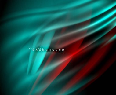 Neon parlayan dalga, sihirli enerji ve ışık arka plan. Vektör duvar kağıdı şablonu