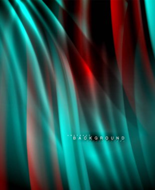 Neon parlayan dalga, sihirli enerji ve ışık arka plan. Vektör duvar kağıdı şablonu