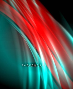 Neon parlayan dalga, sihirli enerji ve ışık arka plan. Vektör duvar kağıdı şablonu