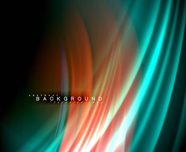 Neon parlayan dalga, sihirli enerji ve ışık arka plan. Vektör duvar kağıdı şablonu