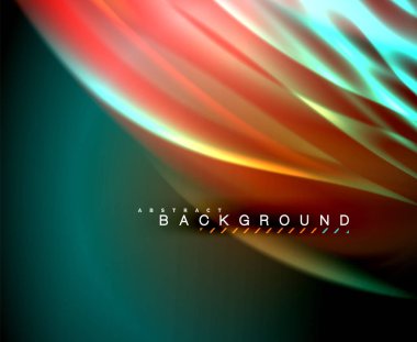 Neon parlayan dalga, sihirli enerji ve ışık arka plan. Vektör duvar kağıdı şablonu