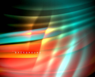 Neon parlayan dalga, sihirli enerji ve ışık arka plan. Vektör duvar kağıdı şablonu