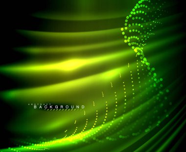 Neon parlayan tekno çizgiler, kare şekilli ileri teknoloji soyut arka plan şablonu. vektör illüstrasyonu