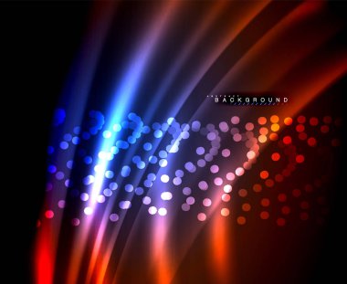 Neon parlayan techno hatları, yüksek teknoloji fütüristik arka plan şablonu kare şekilleri ile