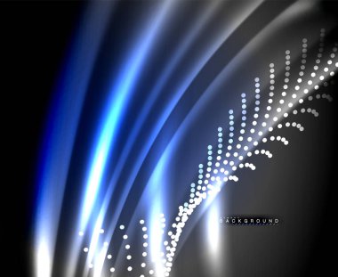 Neon parlayan techno hatları, yüksek teknoloji fütüristik arka plan şablonu kare şekilleri ile