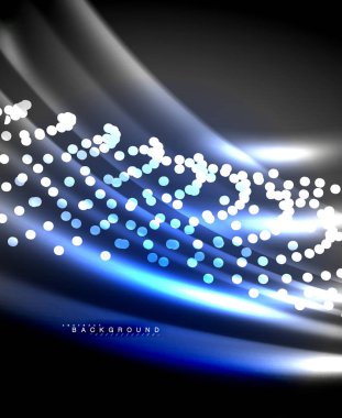 Neon parlayan techno hatları, yüksek teknoloji fütüristik arka plan şablonu kare şekilleri ile