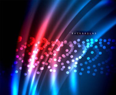 Neon parlayan techno hatları, yüksek teknoloji fütüristik arka plan şablonu kare şekilleri ile