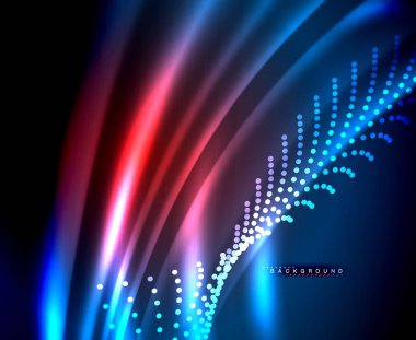 Neon parlayan techno hatları, yüksek teknoloji fütüristik arka plan şablonu kare şekilleri ile