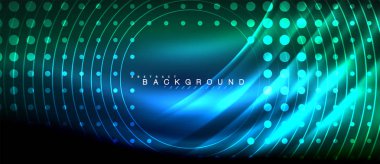 Neon parlayan çizgiler, sihirli enerji uzay ışığı konsepti, soyut arka plan duvar kağıdı tasarımı