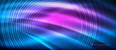 Neon parlayan çizgiler, sihirli enerji uzay ışığı konsepti, soyut arka plan duvar kağıdı tasarımı