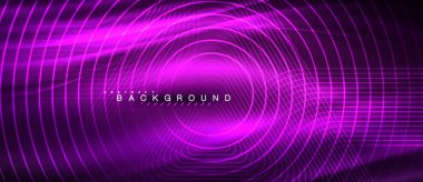 Neon parlayan çizgiler, sihirli enerji uzay ışığı konsepti, soyut arka plan duvar kağıdı tasarımı