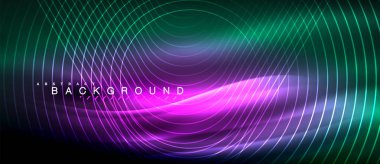 Neon parlayan çizgiler, sihirli enerji uzay ışığı konsepti, soyut arka plan duvar kağıdı tasarımı