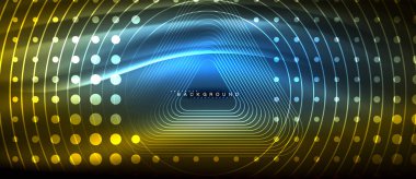 Neon parlayan çizgiler, sihirli enerji uzay ışığı konsepti, soyut arka plan duvar kağıdı tasarımı