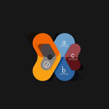 Düz tasarım geometrik infographics, ok şekli vektör etiket veya etiket, Fiyat etiketleri, promosyon rozet, simgesi tasarım, kağıt tarzı düzeni verileri grafik görselleştirme adım adım süreci için için teklif