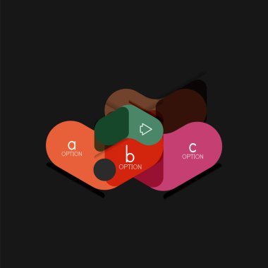 Düz tasarım geometrik infographics, ok şekli vektör etiket veya etiket, Fiyat etiketleri, promosyon rozet, simgesi tasarım, kağıt tarzı düzeni verileri grafik görselleştirme adım adım süreci için için teklif