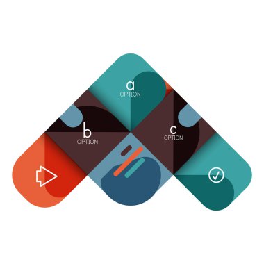 Infographics seçeneği ve adım adım içinde yuvarlak kareler, grafik, grafik, diyagram seçenekleri, parçalar, süreçleri ile unsuru