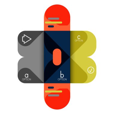 Infographics seçeneği ve adım adım içinde yuvarlak kareler, grafik, grafik, diyagram seçenekleri, parçalar, süreçleri ile unsuru