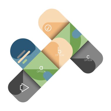 Infographics seçeneği ve adım adım içinde yuvarlak kareler, grafik, grafik, diyagram seçenekleri, parçalar, süreçleri ile unsuru