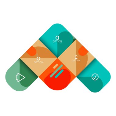 Infographics seçeneği ve adım adım içinde yuvarlak kareler, grafik, grafik, diyagram seçenekleri, parçalar, süreçleri ile unsuru