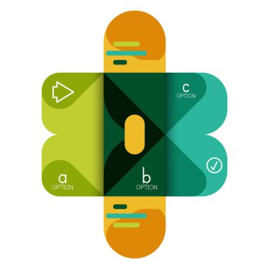 Infographics seçeneği ve adım adım içinde yuvarlak kareler, grafik, grafik, diyagram seçenekleri, parçalar, süreçleri ile unsuru