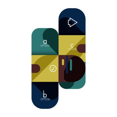 Infographics seçeneği ve adım adım içinde yuvarlak kareler, grafik, grafik, diyagram seçenekleri, parçalar, süreçleri ile unsuru