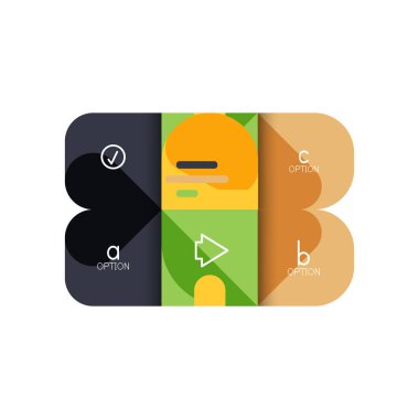 Infographics seçeneği ve adım adım içinde yuvarlak kareler, grafik, grafik, diyagram seçenekleri, parçalar, süreçleri ile unsuru