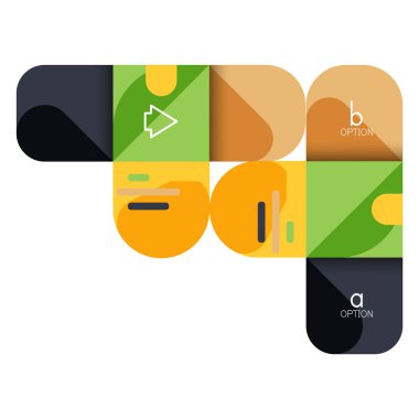 Infographics seçeneği ve adım adım içinde yuvarlak kareler, grafik, grafik, diyagram seçenekleri, parçalar, süreçleri ile unsuru