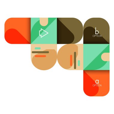 Infographics seçeneği ve adım adım içinde yuvarlak kareler, grafik, grafik, diyagram seçenekleri, parçalar, süreçleri ile unsuru