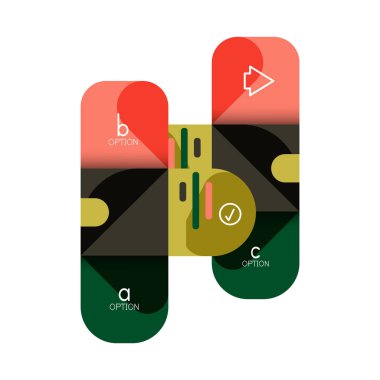 Infographics seçeneği ve adım adım içinde yuvarlak kareler, grafik, grafik, diyagram seçenekleri, parçalar, süreçleri ile unsuru