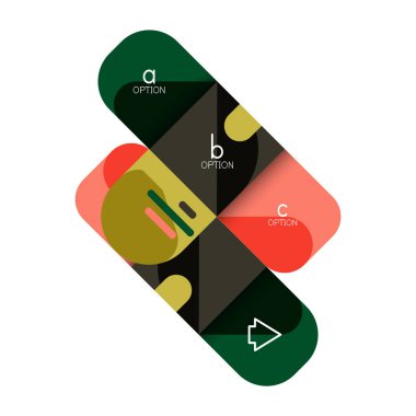 Infographics seçeneği ve adım adım içinde yuvarlak kareler, grafik, grafik, diyagram seçenekleri, parçalar, süreçleri ile unsuru