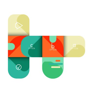 Infographics seçeneği ve adım adım içinde yuvarlak kareler, grafik, grafik, diyagram seçenekleri, parçalar, süreçleri ile unsuru