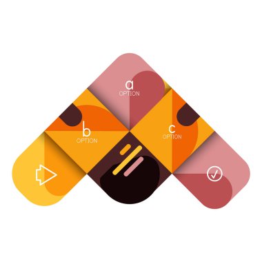 Infographics seçeneği ve adım adım içinde yuvarlak kareler, grafik, grafik, diyagram seçenekleri, parçalar, süreçleri ile unsuru