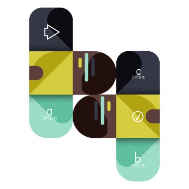 Infographics seçeneği ve adım adım içinde yuvarlak kareler, grafik, grafik, diyagram seçenekleri, parçalar, süreçleri ile unsuru