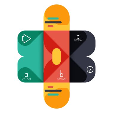 Infographics seçeneği ve adım adım içinde yuvarlak kareler, grafik, grafik, diyagram seçenekleri, parçalar, süreçleri ile unsuru