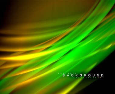 Neon parlayan dalga, sihirli enerji ve ışık arka plan. Vektör duvar kağıdı şablonu