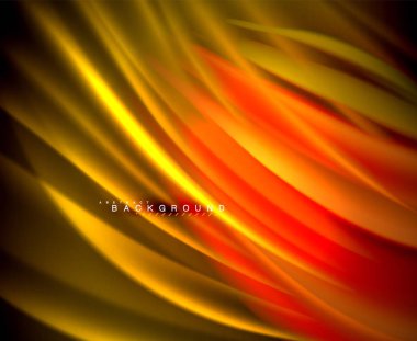 Neon parlayan dalga, sihirli enerji ve ışık arka plan. Vektör duvar kağıdı şablonu