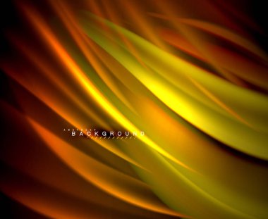 Neon parlayan dalga, sihirli enerji ve ışık arka plan. Vektör duvar kağıdı şablonu