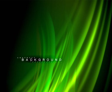 Neon parlayan dalga, sihirli enerji ve ışık arka plan. Vektör duvar kağıdı şablonu