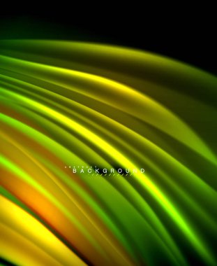 Neon parlayan dalga, sihirli enerji ve ışık arka plan. Vektör duvar kağıdı şablonu