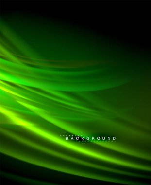 Neon parlayan dalga, sihirli enerji ve ışık arka plan. Vektör duvar kağıdı şablonu