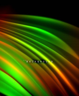 Neon parlayan dalga, sihirli enerji ve ışık arka plan. Vektör duvar kağıdı şablonu