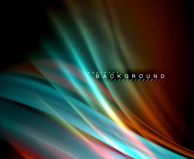 Neon parlayan dalga, sihirli enerji ve ışık arka plan. Vektör duvar kağıdı şablonu