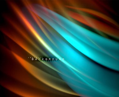 Neon parlayan dalga, sihirli enerji ve ışık arka plan. Vektör duvar kağıdı şablonu